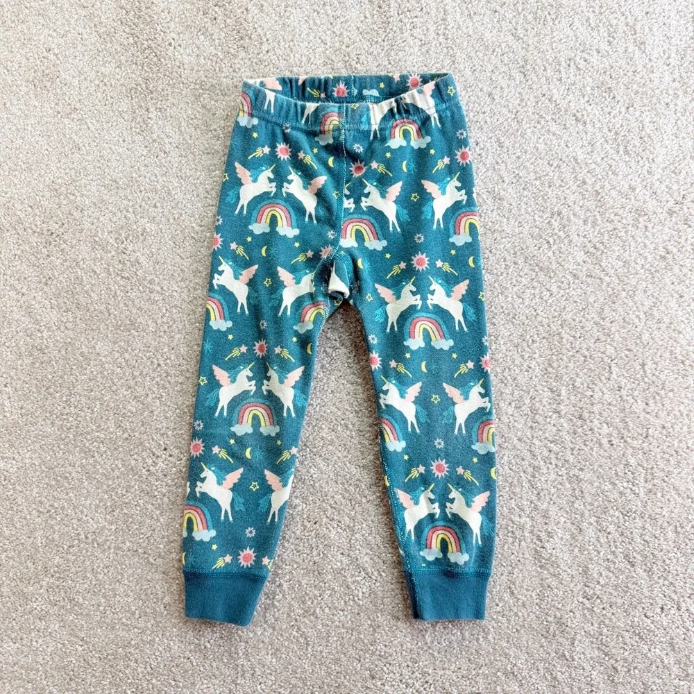 Hanna Andersson Rainbow Unicorn‎ Kids Long John Pajama Set - size 3T (90cm)
